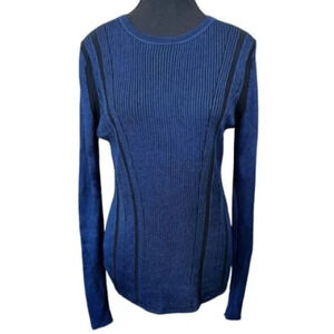 Diane Von Furstenberg Navy and Black Crew Neck Sweater